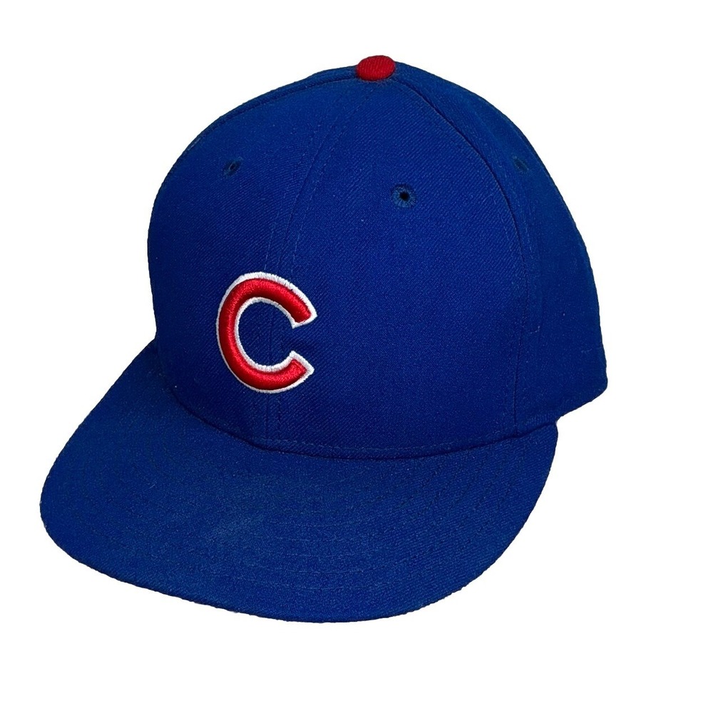 New Era 59Fifty Chicago Cubs Fitted Hat Blue Men's 7 3/8 MLB‎ Cap on field